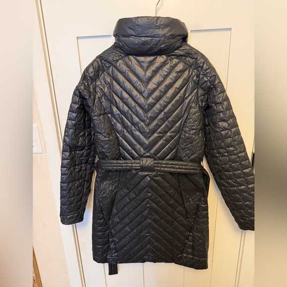 Eddie Bauer Women’s Coat Trinity Down Parka Size Small BLACK Jacket Belted - Picture 4 of 11